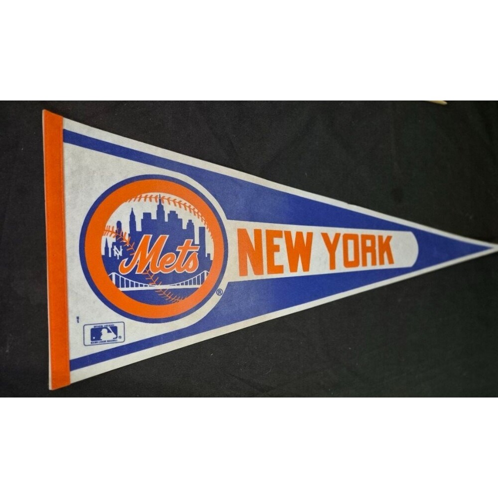 1980'S NEW YORK METS MLB BASEBALL PENNANT FLAG VTG